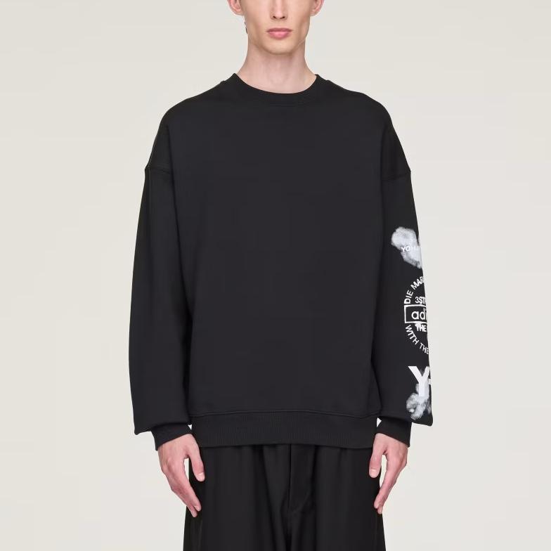 Y-3 Graphic Crew Sweatshirt Black Women Tops JX4749