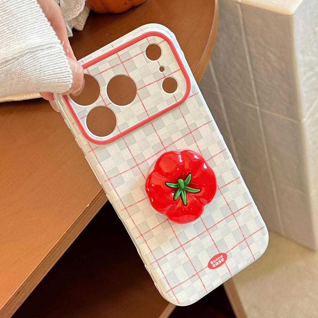 Creative Tomato Stand Phone Case for iPhone 16, iPhone 17, iPhone 17 Pro Max