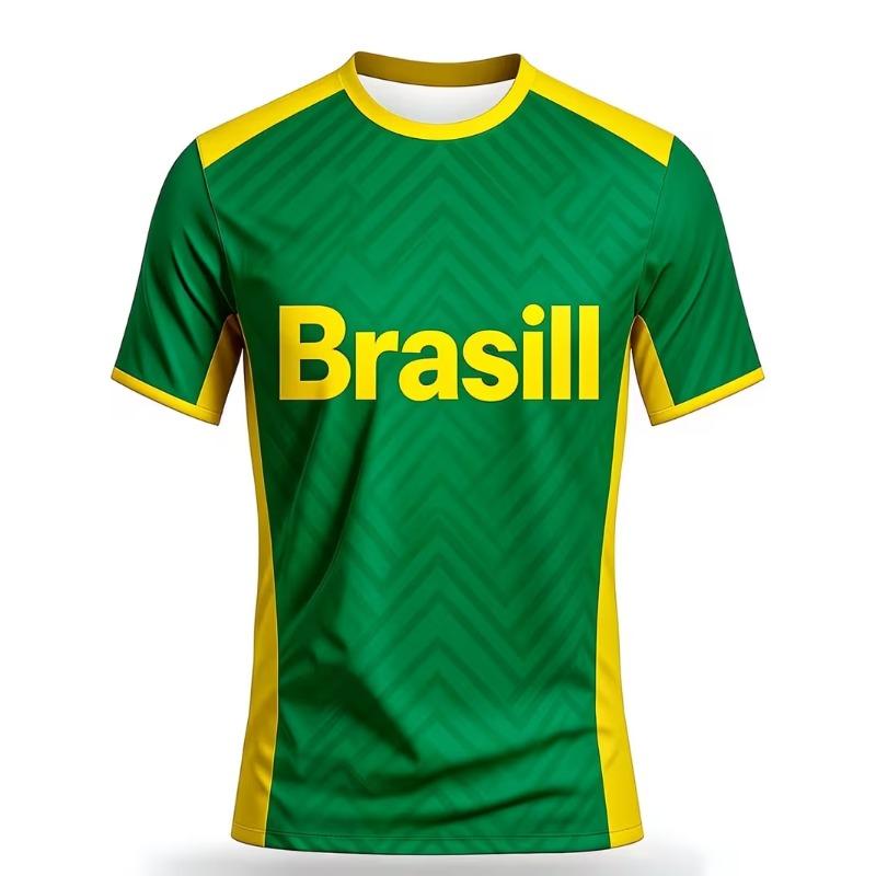New Summer Men's 3D Digital Printed Soccer Jersey, Loose Fit, Breathable, Quick-Drying, Short-Sleeve Sports Training Jersey