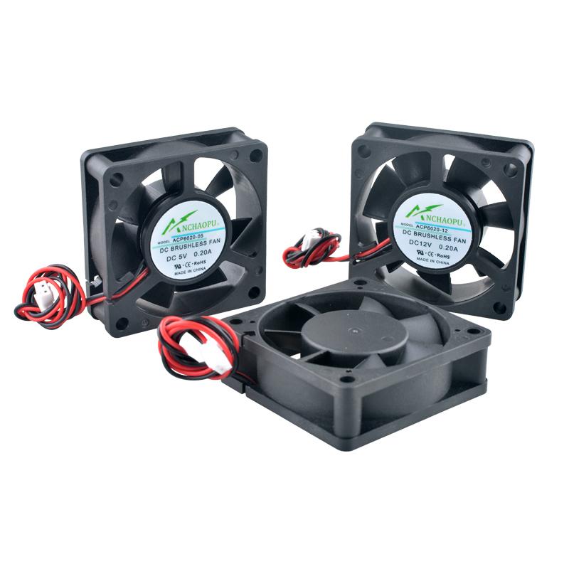ACP6020 60mm 60x60x20mm Axial Cooling Fan 5V/12V/24V DC 2-Pin for Charger, Power Supply, Frequency Converter Cooling System DC24V Double ball чёрный