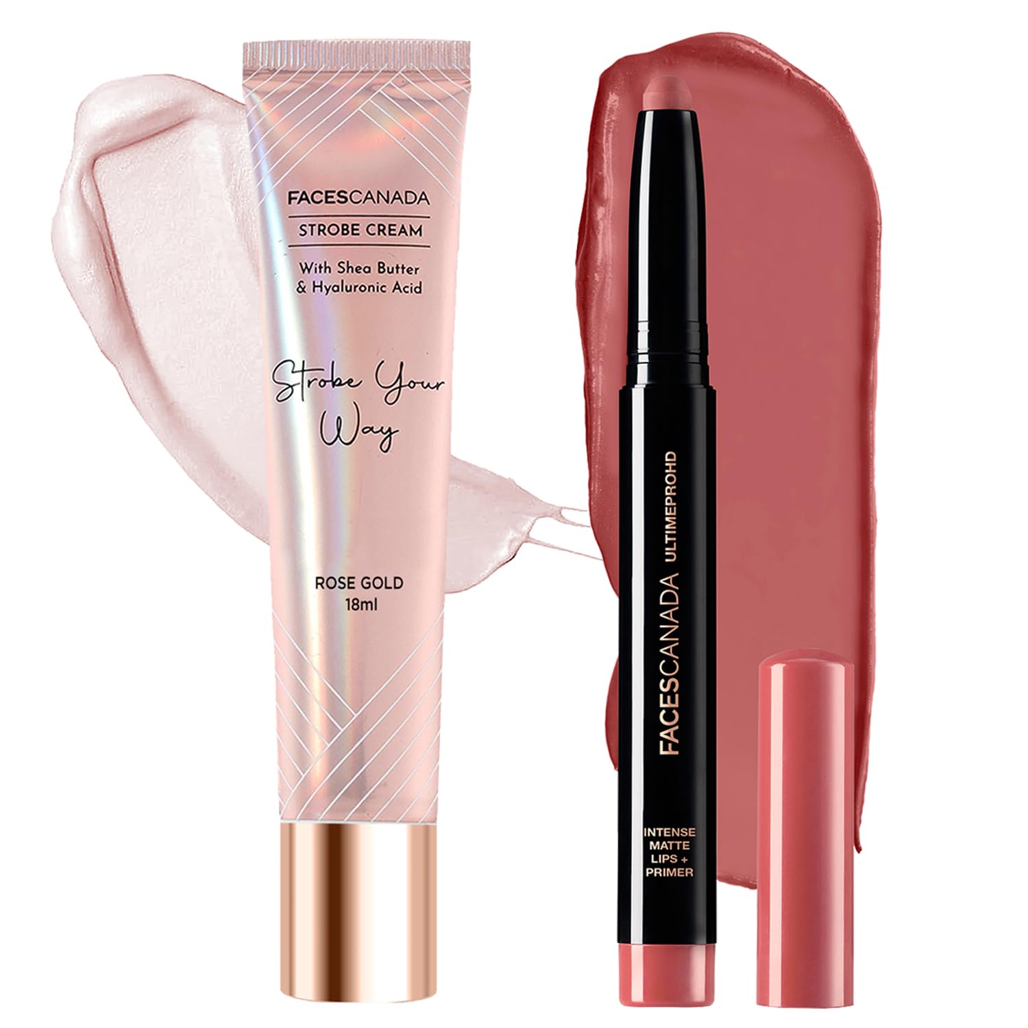 

FACES CANADA Комбо-набор бестселлеров для губ и лица - Ultime Pro HD Intense Matte Lips + Праймер - Tea Rose, 1,4 г + Strobe Cream Mini - Rose Gold, 18 мл | Pr