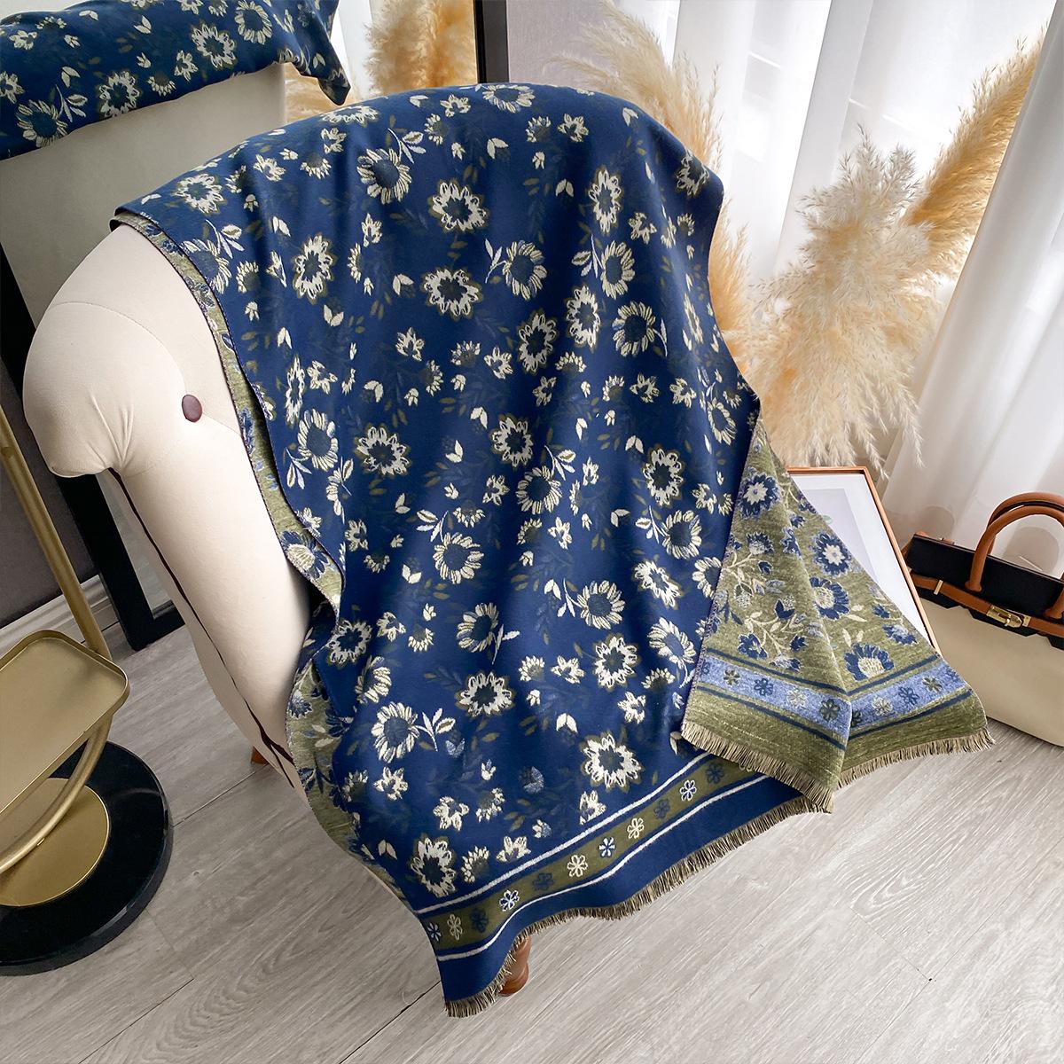 

Luxury Women Soft Winter Cashmere Scarf Fashion Floral Print Warm Shawl And Wrap Bandana Pashmina Scarves One Size