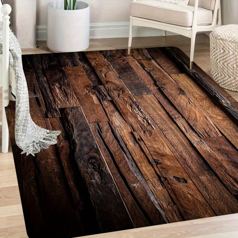 Rustic Beige Brown Wood Grain Living Room Mat Thickened Non Slip Durable Entrance Doormat Porch Home Decor Floor Rug 1PC