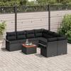 VidaXL Ensemble de Canapé de Jardin 9 Pièces avec Coussins Noir Poly Rattan Acacia 3355979