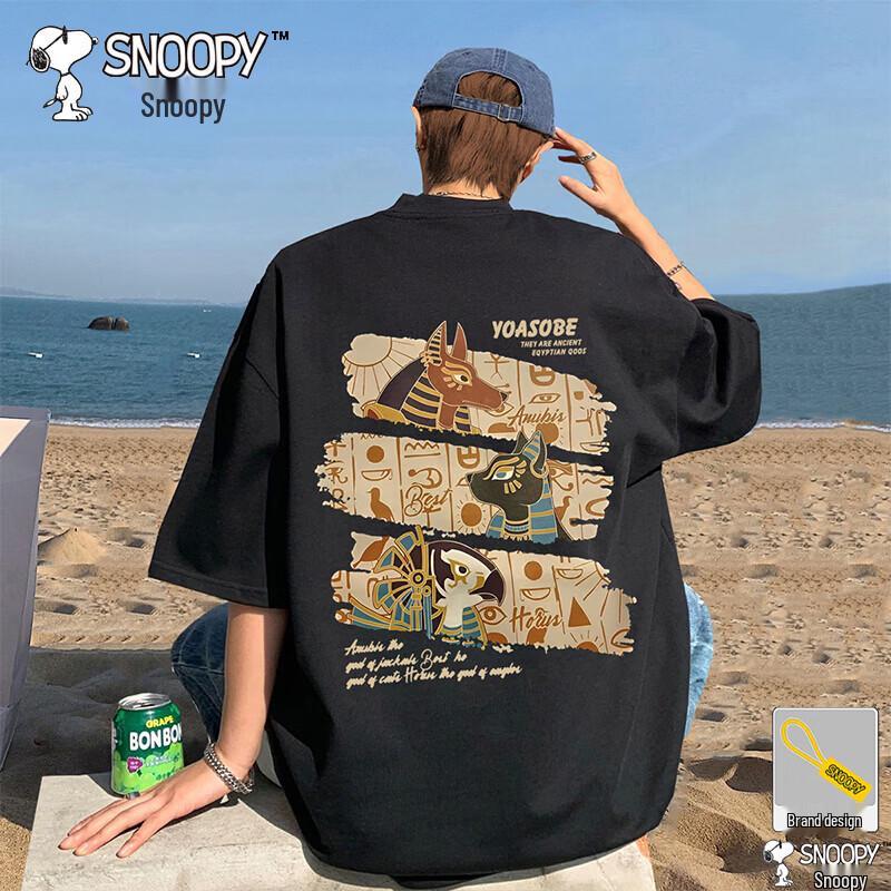 Snoopy Men s Summer Loose Fit Short-Sleeve T-Shirt 3XL
