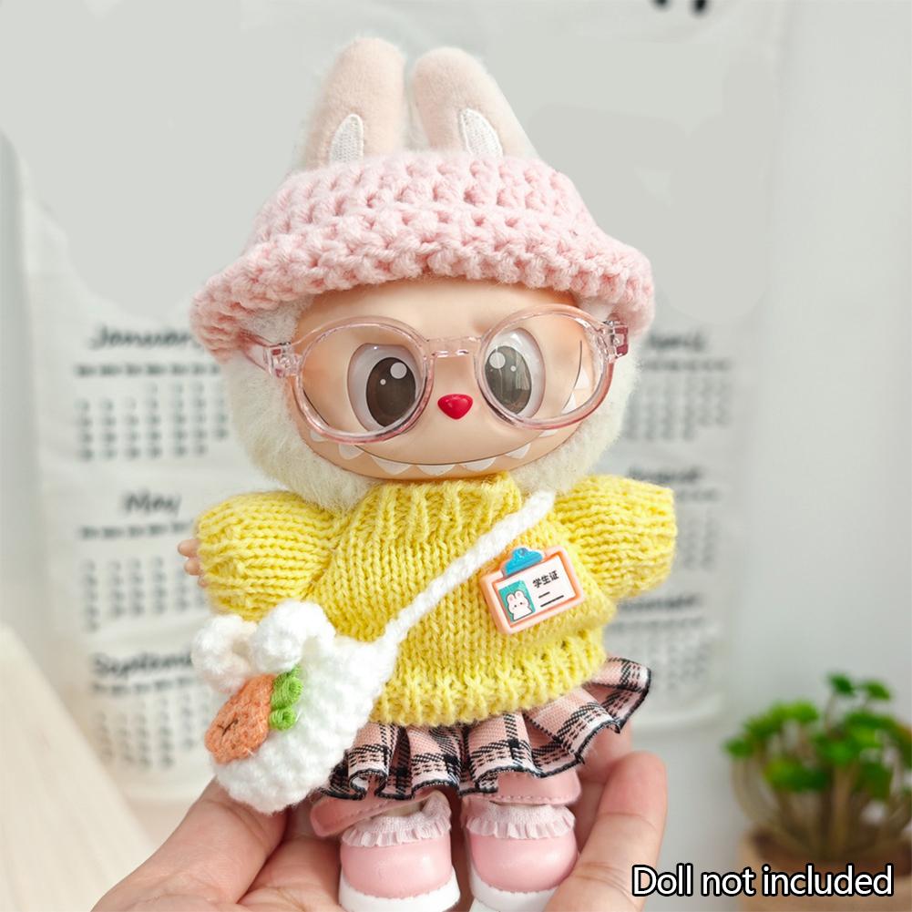 For 17cm Labubu Dukkeklær Moteklær Hettegensere Dukkeklær Fargematch Hettegensere Dukker Tilbehør Søt dekorasjon Små kluter