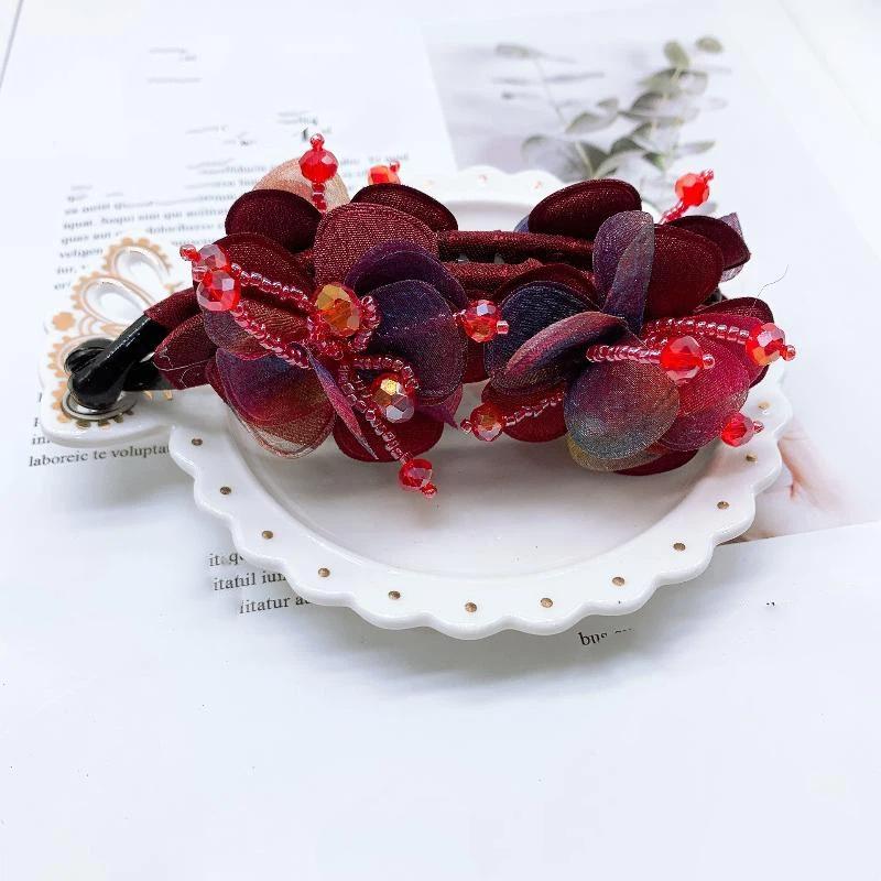 Anti-Slip Handmade Banana Hair Clip Elegant Rose Twist Fashion Hair Accessory for Women Prom Event Hair Styling