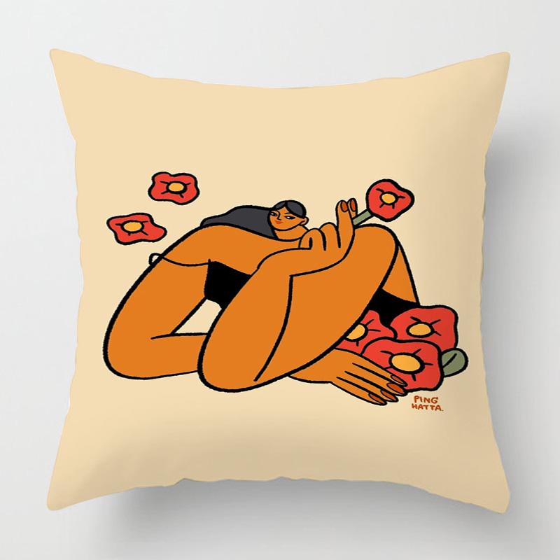 Nordic Style Abstract Art Figure Pillow Case 40x 40cm Living Room Sofa Decorative Cushion Cover Room Decorative Aesthetics