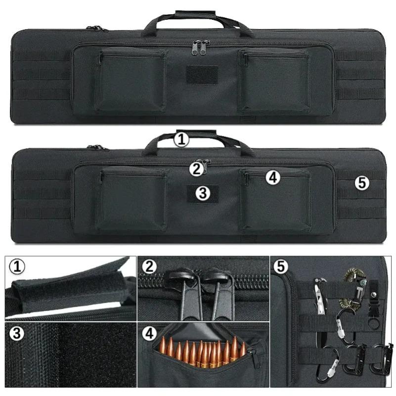 47in/120cm Tactical Rifle Backpack - Universal Carrying Case for Carbine Sniper Airsoft Guns with Shooting Accessory Compartment