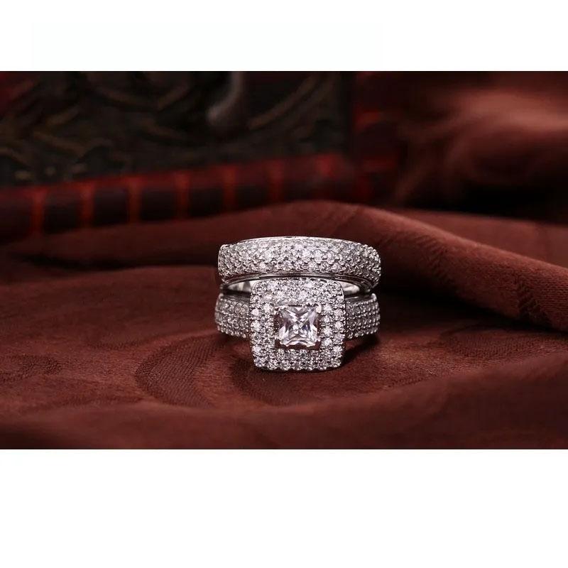 

Кольцо для помолвки из цинкового сплава цвета стерлингового серебра, романтическое, модное, с цирконом, кубическим цирконием, в безельной оправе, украшение для женщин, девушек, оптом 9