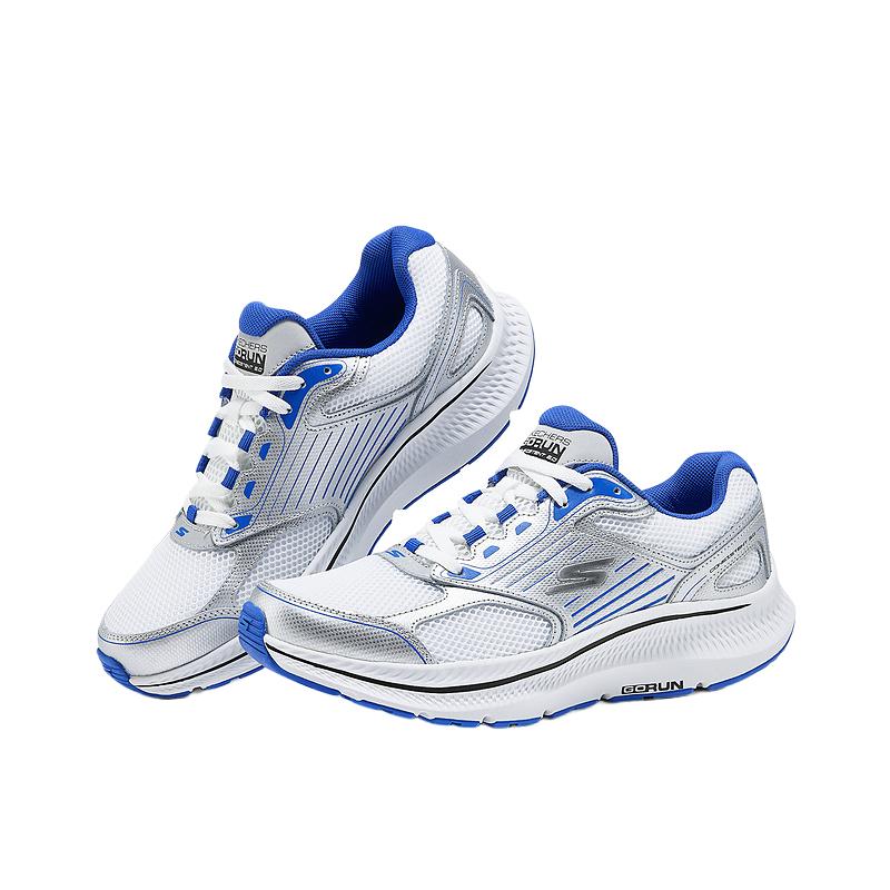 Skechers Go Run Consistent 2.0 Comfortable Versatile Mesh Durable Low-Top Running Shoes Men Sneakers White Blue 220884-WBL