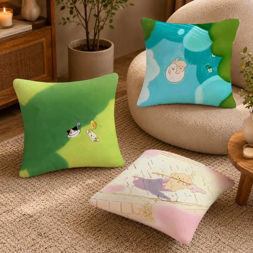 Creative animal art paintings Cushion Cover Anti-dustmite Pillowcase Invisible zipper silky short plush Sofa cushion cover