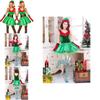 Premium Quality Women's Fashion Sexy Green Christmas Cosplay Elf Costume Dress Set