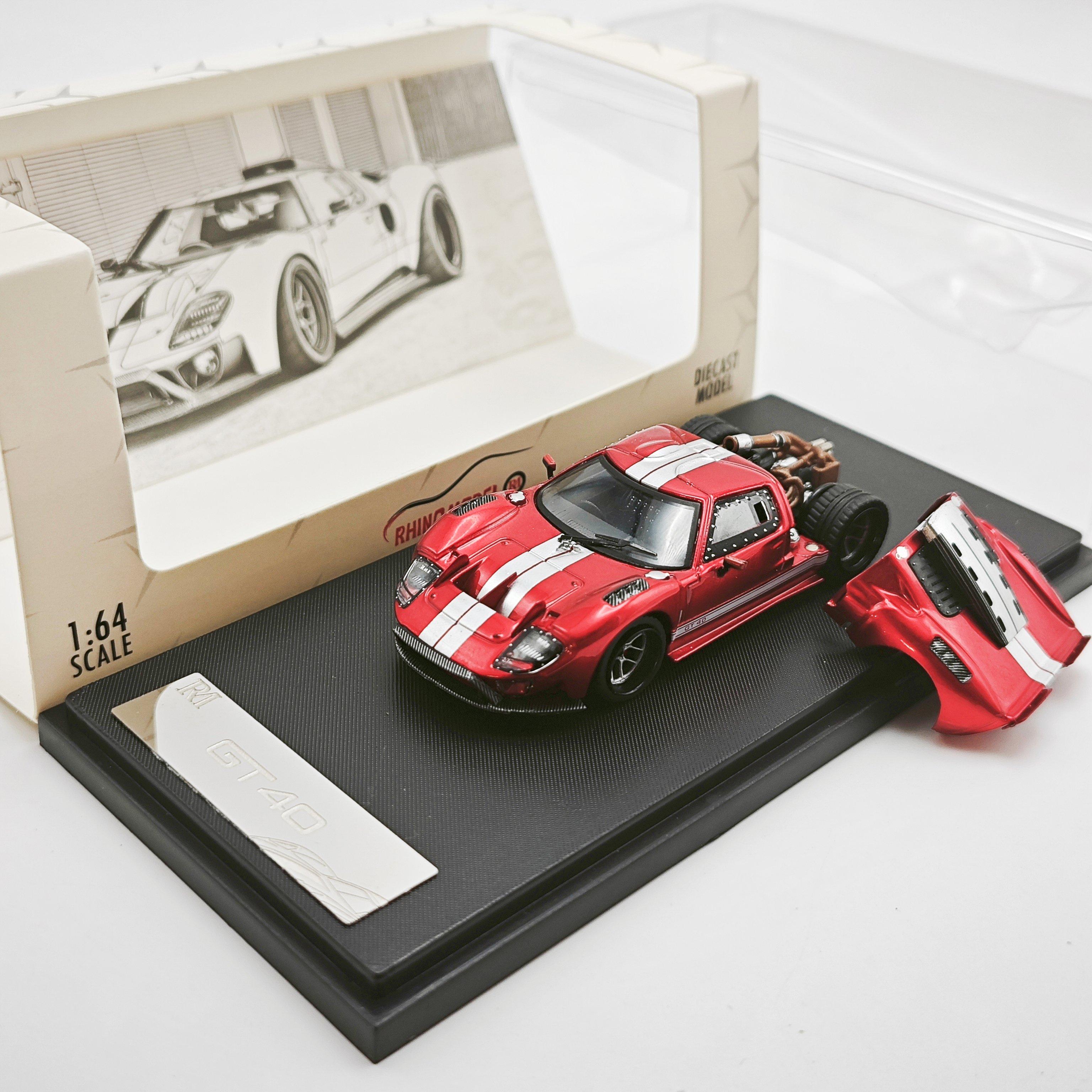 RM Rhino 1:64 Ford GT40 Magnetic Engine Hood Diecast Alloy Car Model