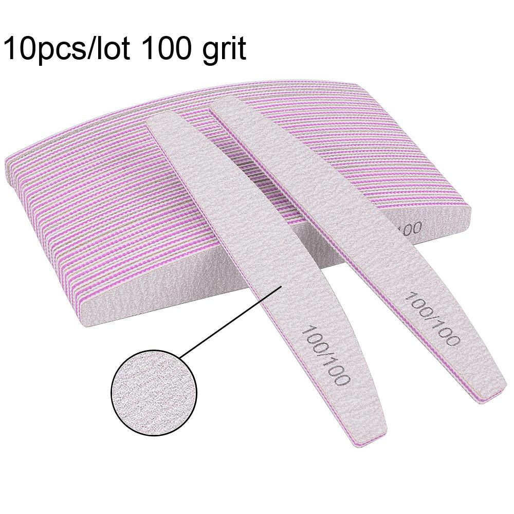 10Pcs Professional Nail File 100/150/180 Sandpaper Strong Thick Nail Files Sanding Half Moon Lime Nail Accessories and Tools