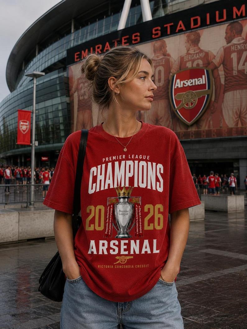 Comfort Colors Arsenal Champions 2026 Shirt, Premier League Trophy Tee, North London Football Fan Graphic T Shirt Gift L