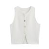 Western Style 2025 Summer New Women clothes All-Match round Neck Sleeveless Slim fit Plain Stitch Short Jacket 5536128
