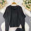 Summer Women Casual Perspective Knitted Sweater 3 Piece Set Sleeve Pullover Top Shawl and Long Midi Sheath Skirt Suit
