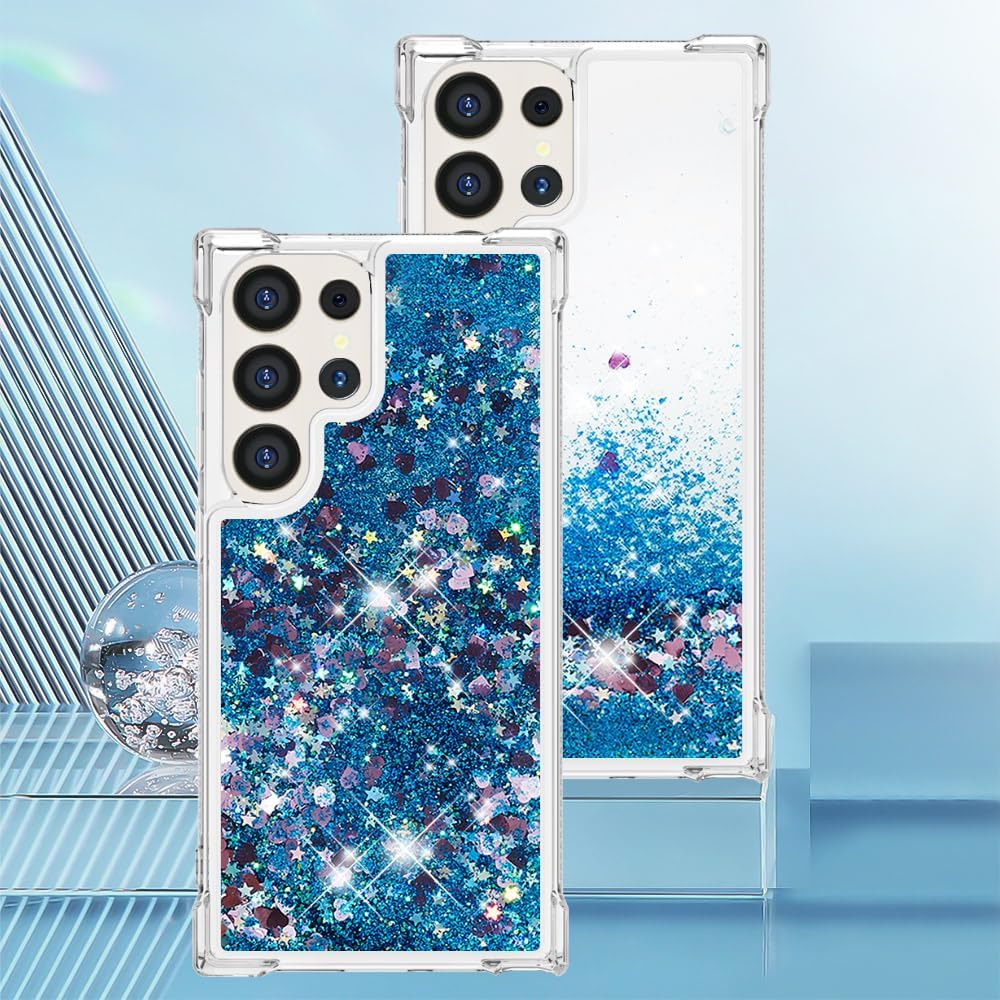 Compatible with Samsung Galaxy S24 Ultra Liquid Case Glitter Cute Clear Phone Case Shiny Quicksand Shockproof Protective Soft TPU Girly Women Case