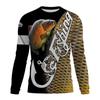 Fishing Shirts Men's T-Shirts Long Sleeve Mens Clothes Autumn Streetwear Crew Neck Pullovers Mens T Shirt Casual Men Clothing