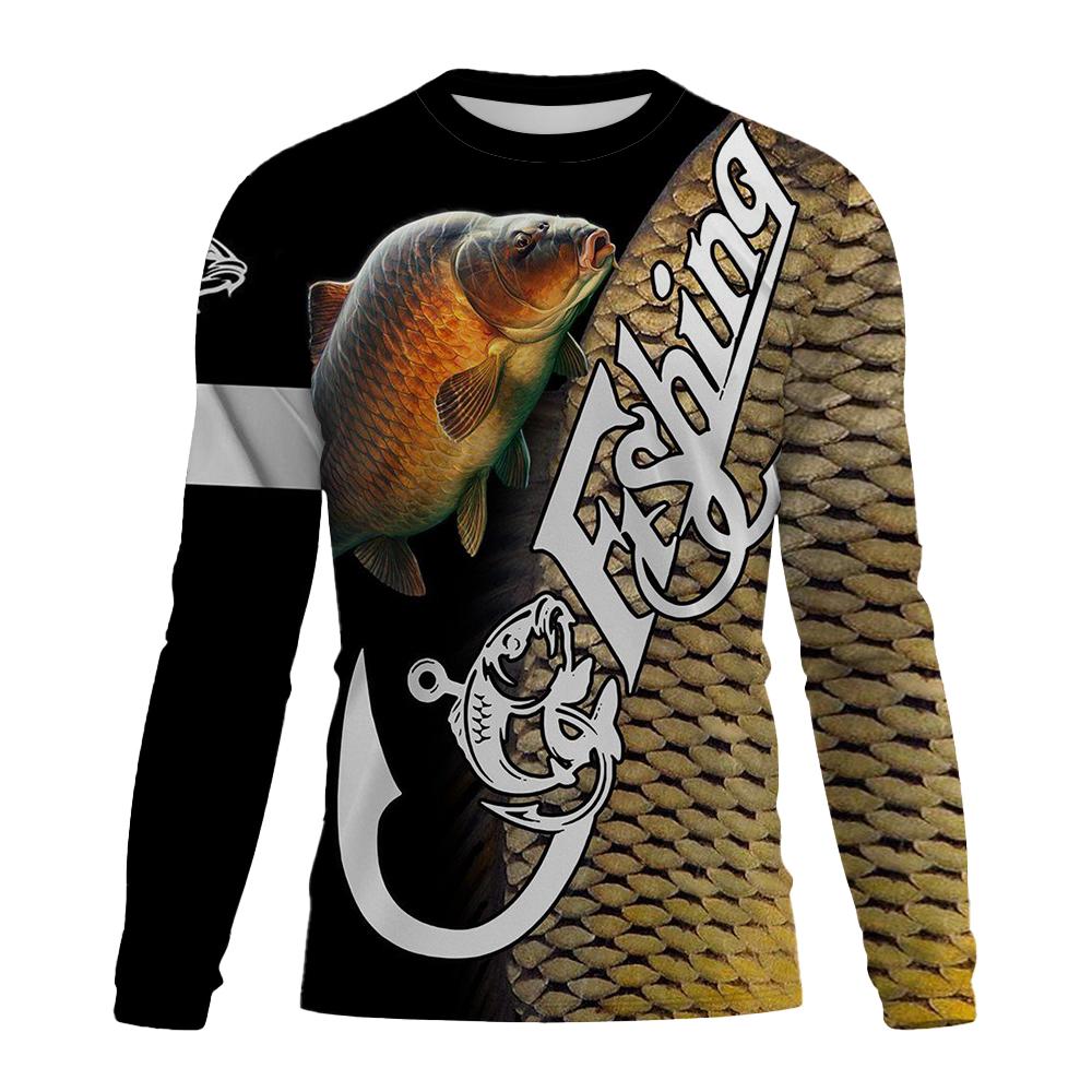 Fishing Shirts Men's T-Shirts Long Sleeve Mens Clothes Autumn Streetwear Crew Neck Pullovers Mens T Shirt Casual Men Clothing