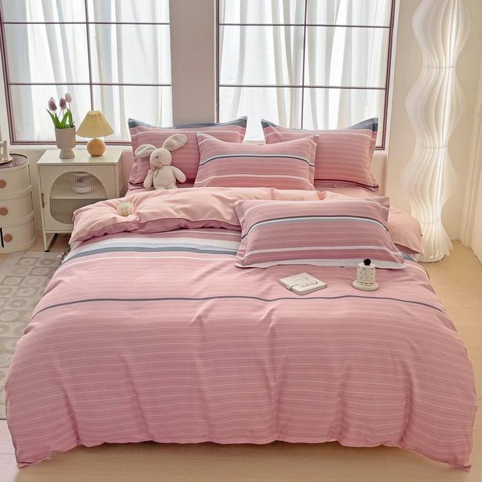 Plant Thickened Three Four Piece Bed Sheet Set Blue And White Large Grid