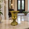 Pedestal Planter Open Top Design Ornate Metal Vase with Base for Tabletop Display, Dining