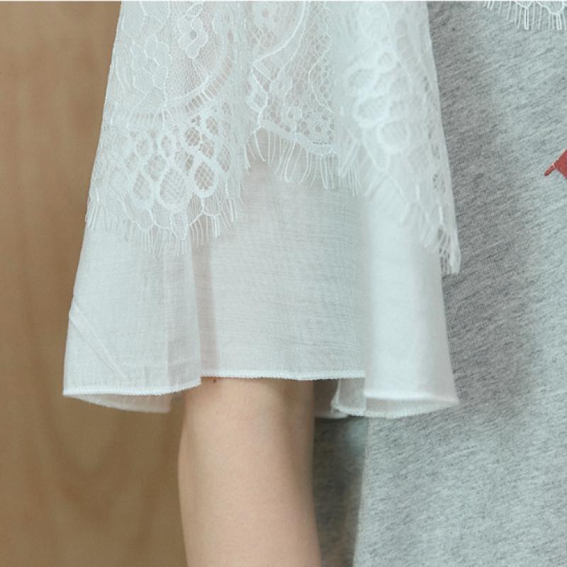 MAXZA Lace Block Emblem PrinT T shirT zc06qT029on