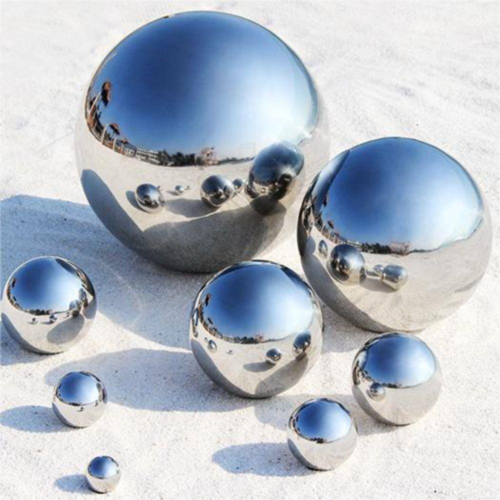 Stainless Steel Hollow Ball Large Mirror Polished Reflective Sphere Decorative Metal Orb Ornament