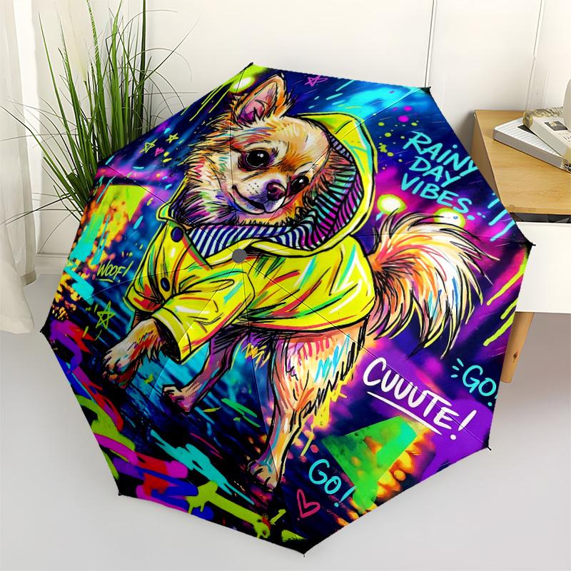 

1pc Rain Dog Umbrella Portable Folding Umbrella Durable Iron Frame, Suitable for All Seasons Home Travel Outdoor yy260319100