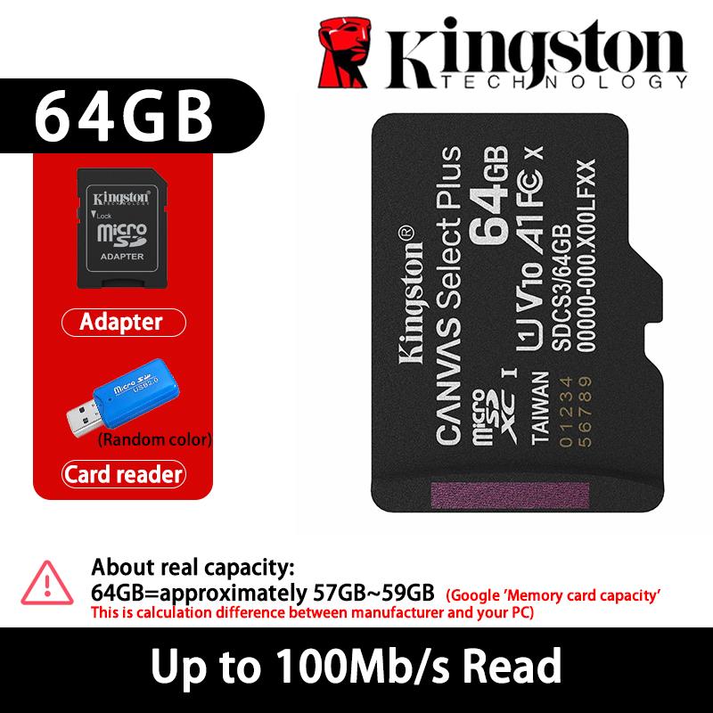 Kingston 128GB Micro SD TF Card Memory Cards 64GB 256GB 512GB microSDXC Card Up To 150MB/s A1 Class 10 UHS-I U1 V10 A2 For Phone Drones Camera GoPro