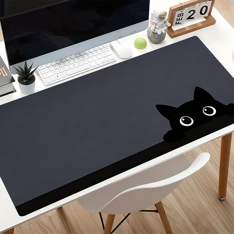 Black Cute Cat Mouse Pad Kawaii Cartoon Big Size Laptop Desk Mat Nonslip Gamer Keyboard Pad Gaming Computer Mousepad Easy Clean