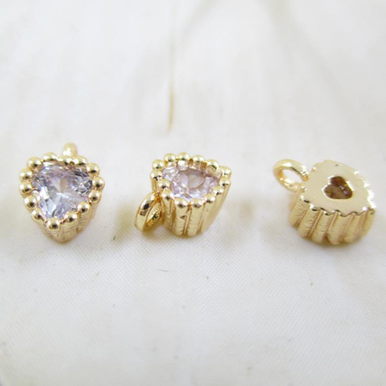 

Copper-Plated 14k Gold-Filled Heart and Round Zircon Pendant Earrings & Bracelet DIY Accessories