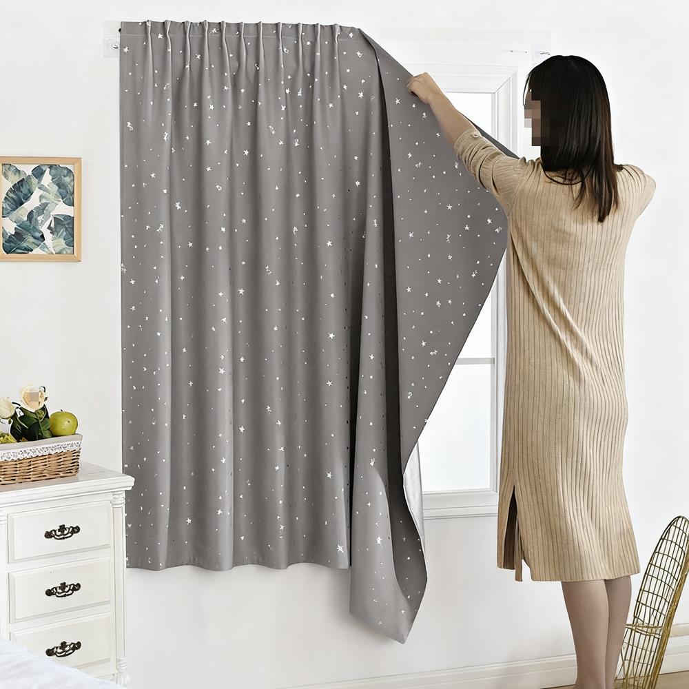 Blackout Ster Uitgesneden Gordijn, Magische Tape Gordijnen voor Slaapkamer, Blokkeert Licht Effectief, Eenvoudige Installatie Geen Boren Nodig W100xH130cm&Velcro