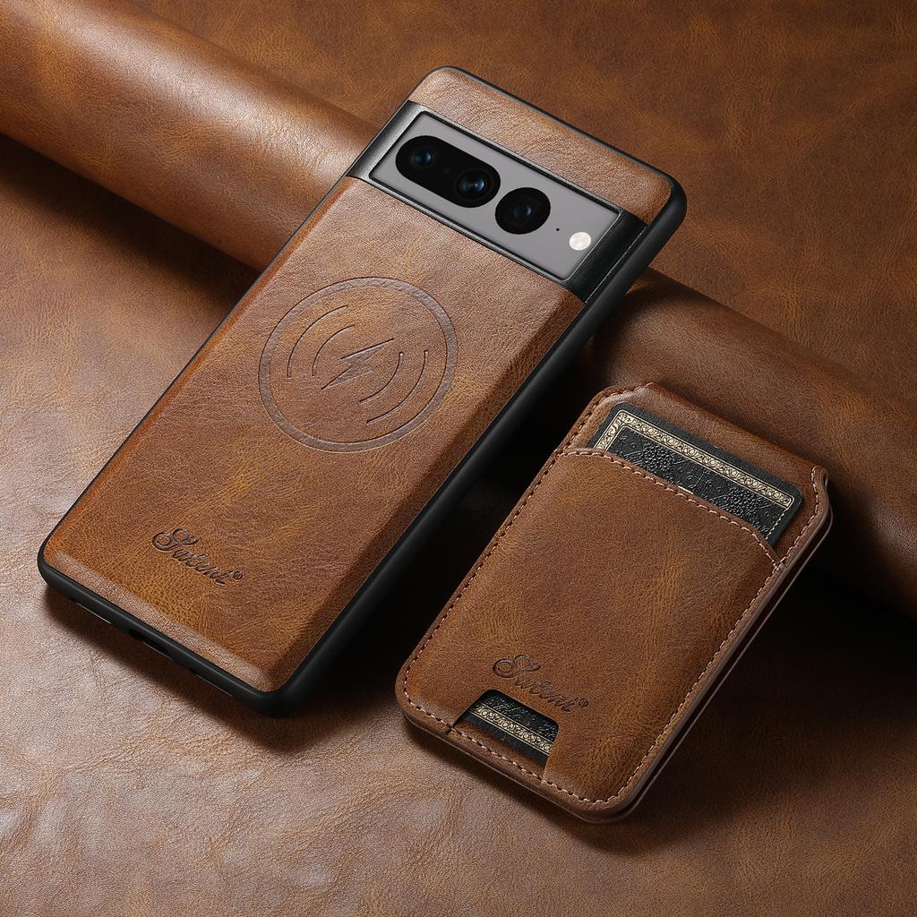 Wireless Charging Faux Leather Magnet Card Holder Stand Picture Frame Phone Case for Google Pixel 9 XL 8 Pro 7A 6