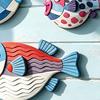 3D Layered Wood Carving 3Pcs Wooden Fish Wall Art, Nautical Hanging Ornaments, Rustic Ocean Style Punch Free Sculpture, Coastal Decorations for Beach