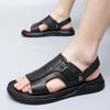 2024 New Vintage British Men Sandals Summer Beach Slipper Flats Soft Breathable Outdoor Sandals Leather Shoes Flip Flops Shoes