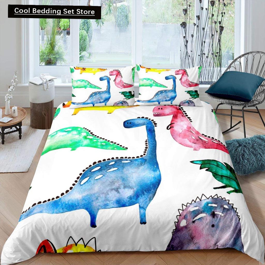 Cartoon Dinosaur King Queen Duvet Cover Jurassic World Animal Bedding Set Universe Galaxy Quilt Cover Polyester Comforter Cover