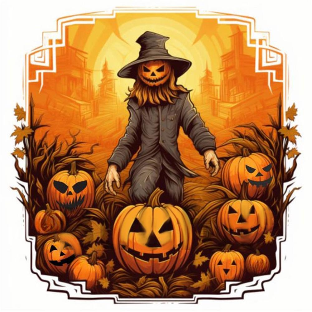 40x40cm Halloween Pumpkin Skull 5D DIY Full Drill Round Diamond Painting Kit