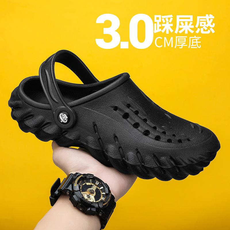 

Eva hole shoes men, stepping on shit bag head slippers 2025 new coconut non-slip hole shoes manufacturer 38 чорний