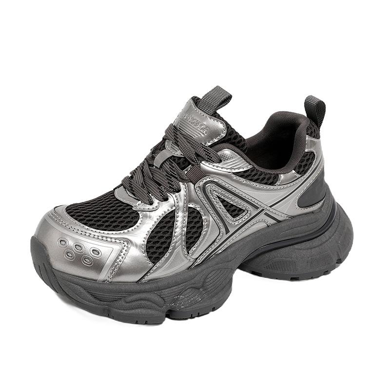 2025 trendy shoes versatile ins mesh platform women's autumn breathable height increase dad shoes casual sports shoes new