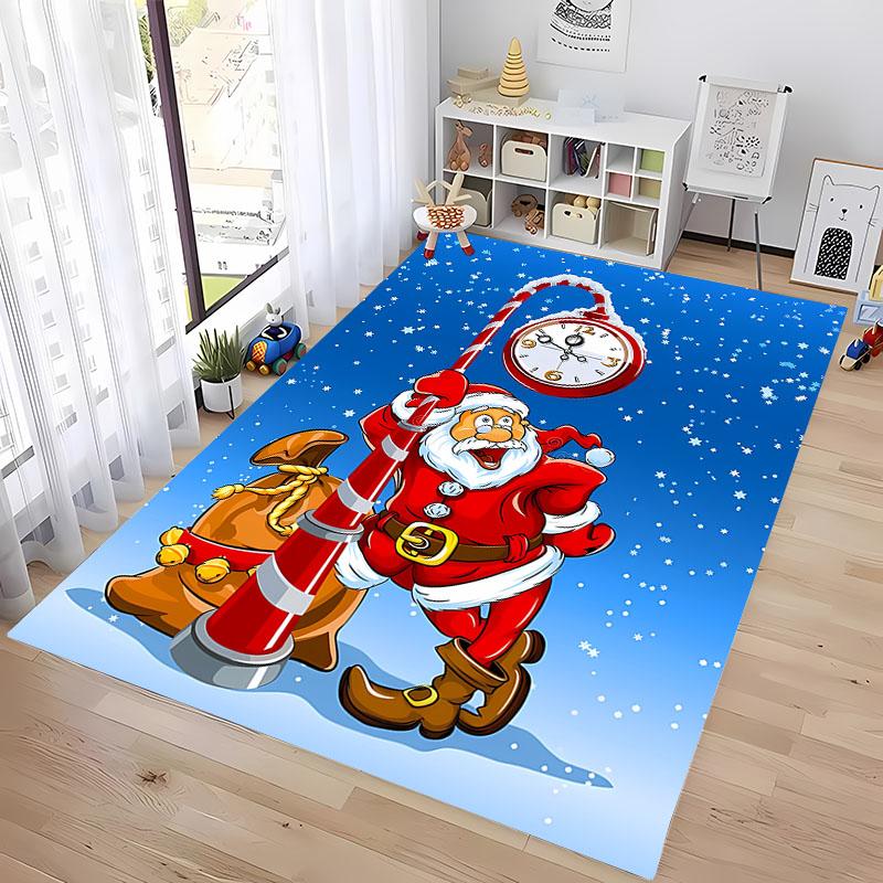 Funny Santa Claus Merry Christmas Carpet for Home Living Room Kid's Bedroom Sofa Doormat Kitchen Floor Rugs Anti-slip Decor Gift