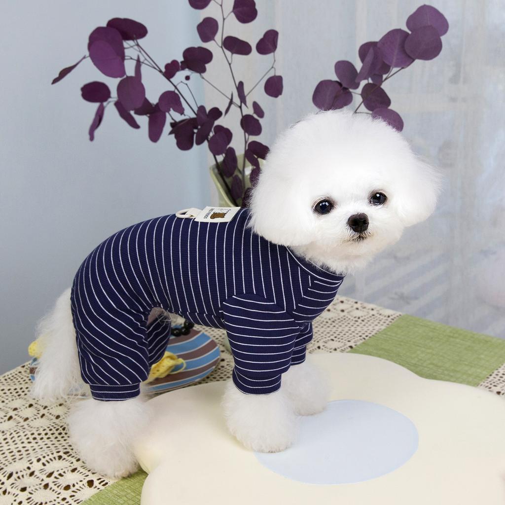 Dog Clothes Korean Striped Four-legged Loungewear Driver Universal Teddy Bear Spring and Autumn Pet Clothes
