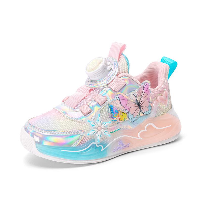 Girls' 2025 Spring Cartoon Mesh Sports Shoes - Breathable & Soft Sole for Kids