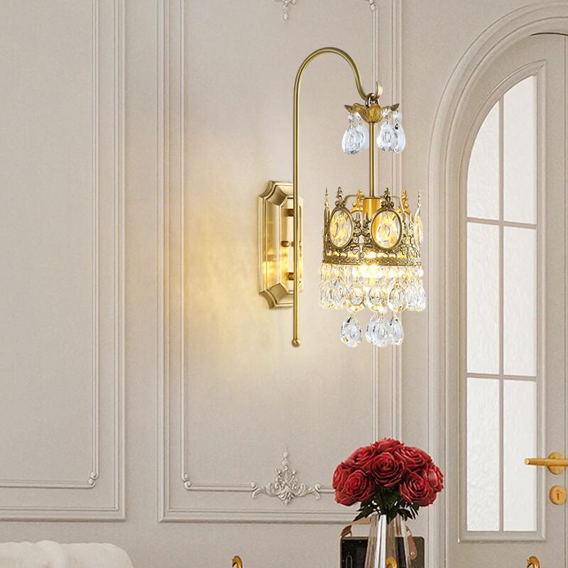Crystal Crown Bedroom Bedside Wall Lamp