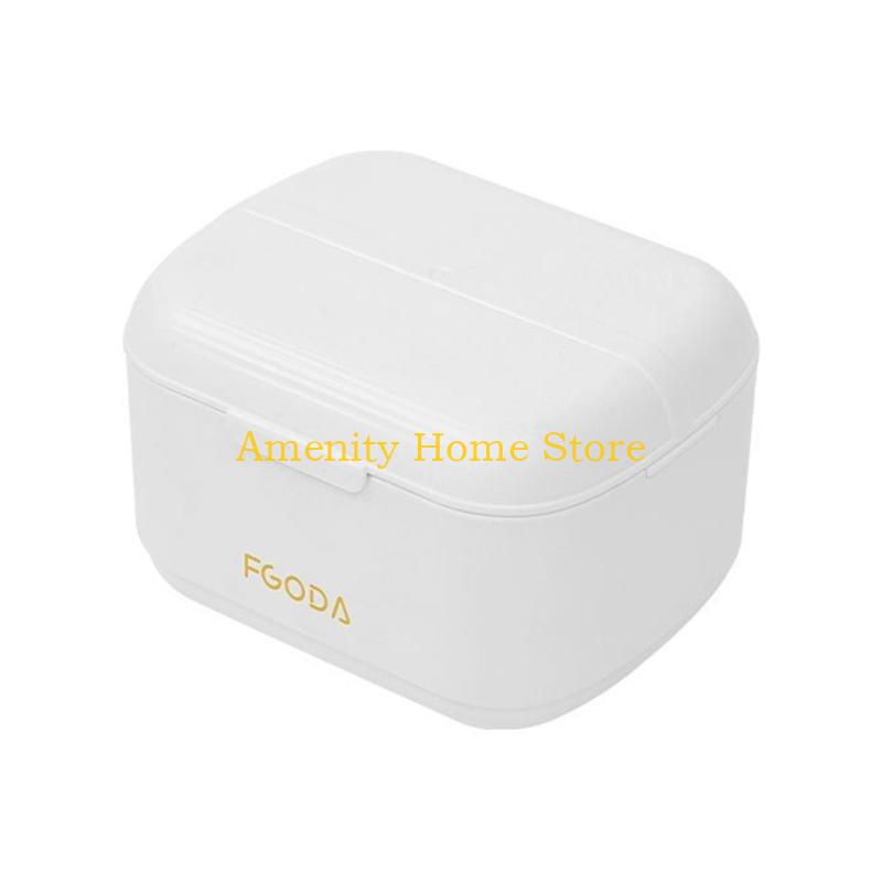 

F26C Denture Bath Box Case Dental False Teeth Storage Box with Hanging-Net Container Braces Denture Teeth Care Tool белый