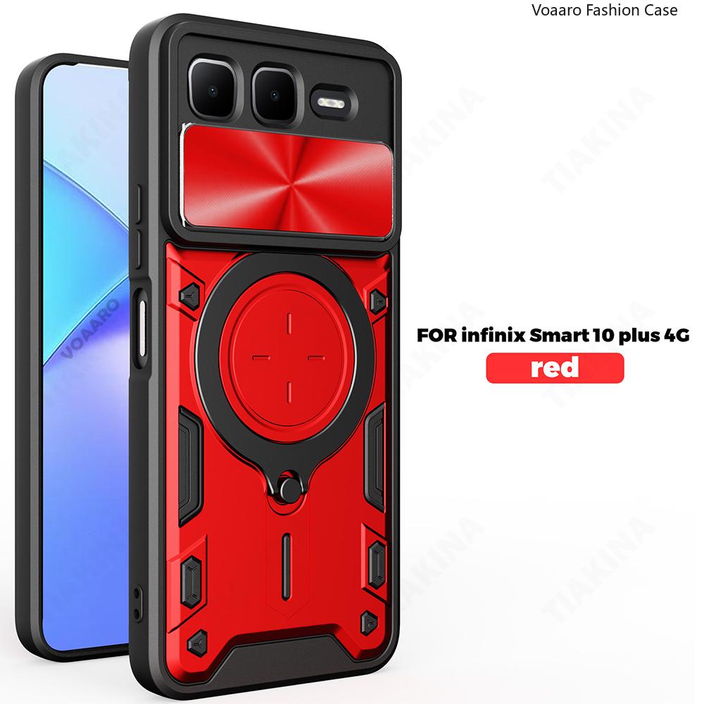Slide Lens Armor Funda for Infinix Smart 10 Plus 4G Case for Infinix Smart 10 Plus 4G Case Magnetic Ring Stand Holder Cover Capa