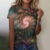 3D Printed Color Rotating Pattern T-shirts Summer Retro Loose Round Neck Short Sleeved Women's T-shirts