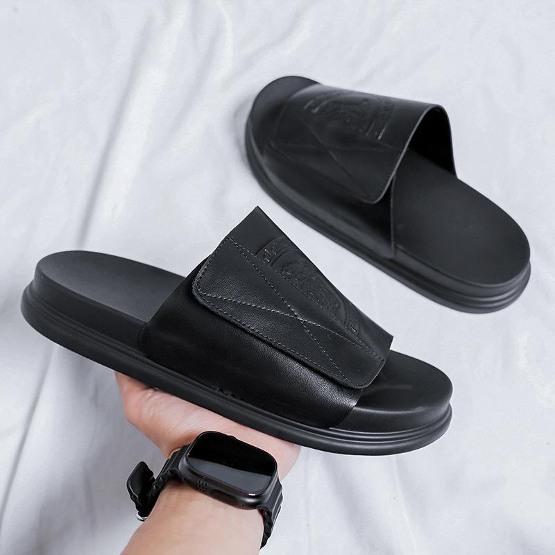 

Тапочки на платформе мужские износостойкие модные односложные дышащие пляжные туфли 2025 года 1058-R 38 чёрный