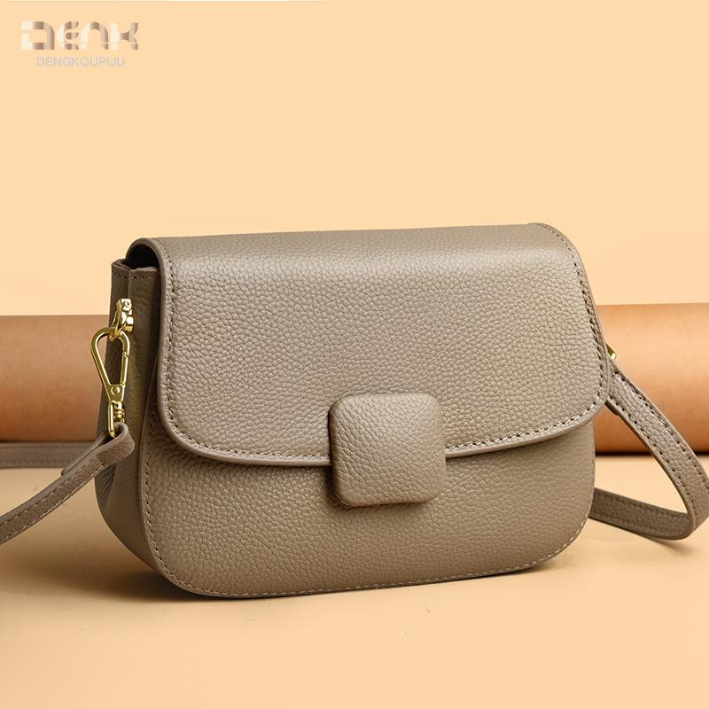 Genuine Leather Women's Bag Fashionable and Versatile Single-shoulder Crossbody Bag Cowhide Small Square Bag